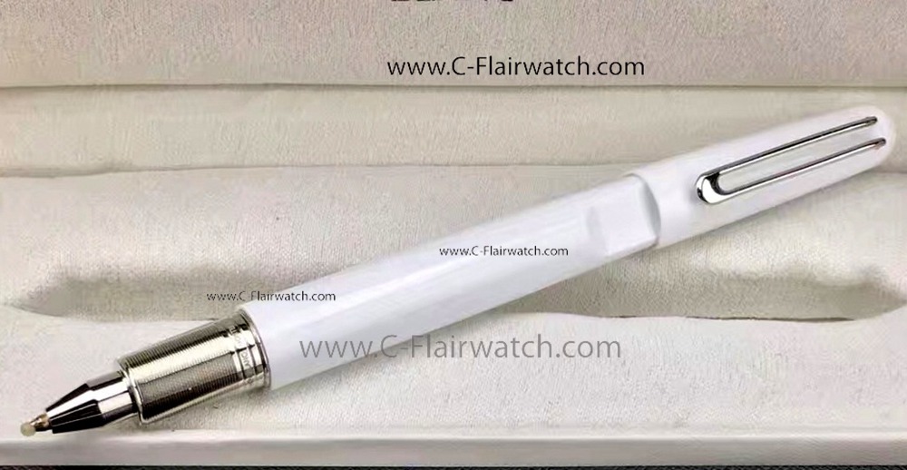 Copy Montblanc M Rollerball Pen:White Resin Silver Clip